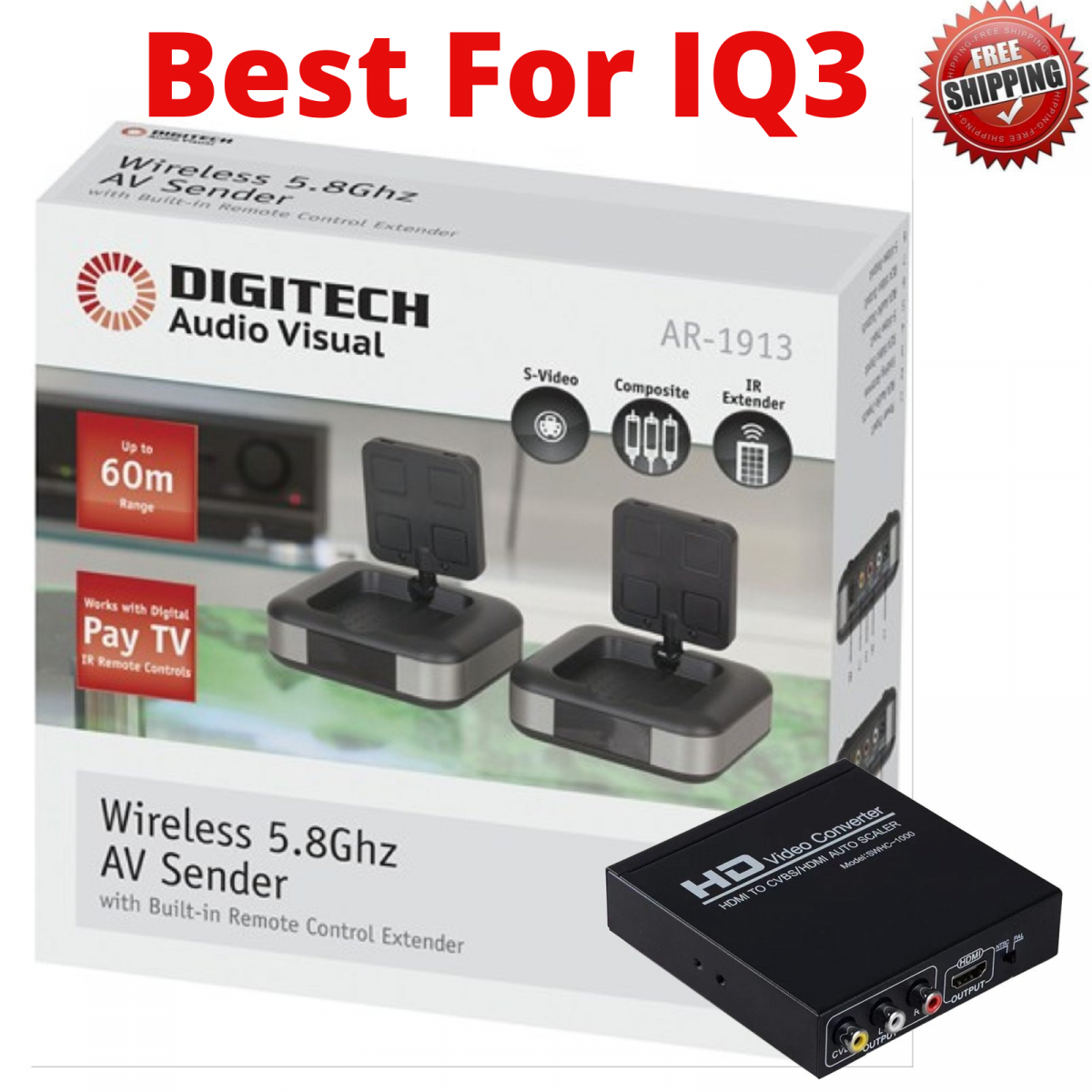 Foxtel IQ3 Wireless AV Sender Audio Video Transmitter Receiver PayTV